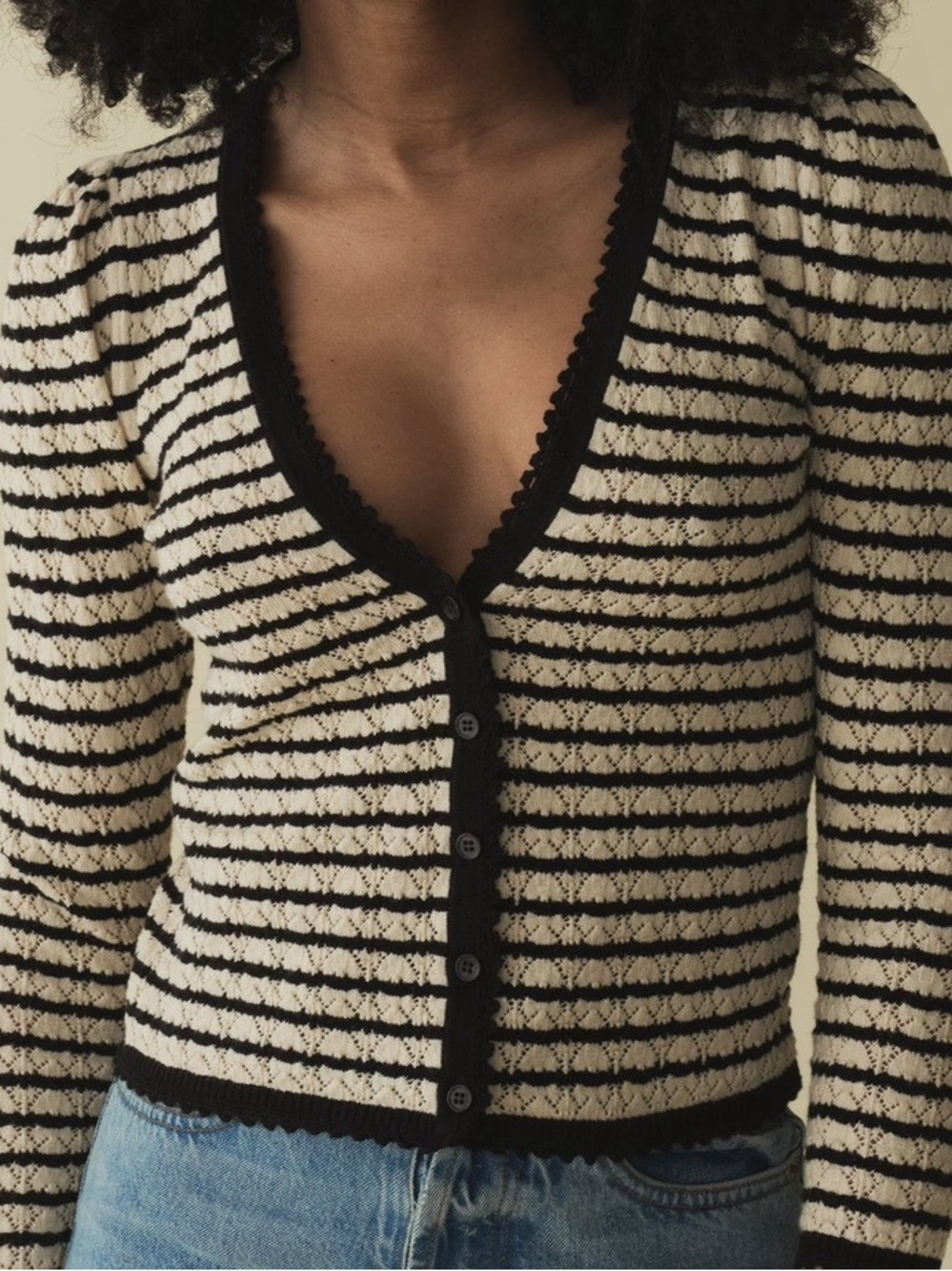 Doen Chandel Silk Pima Cotton Cardigan in Allaire Stripe